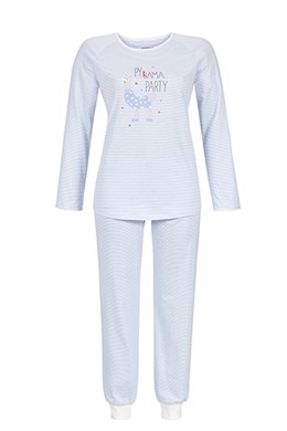 Hyggedragt dame / pyjamas dame i Lyseblå stribet